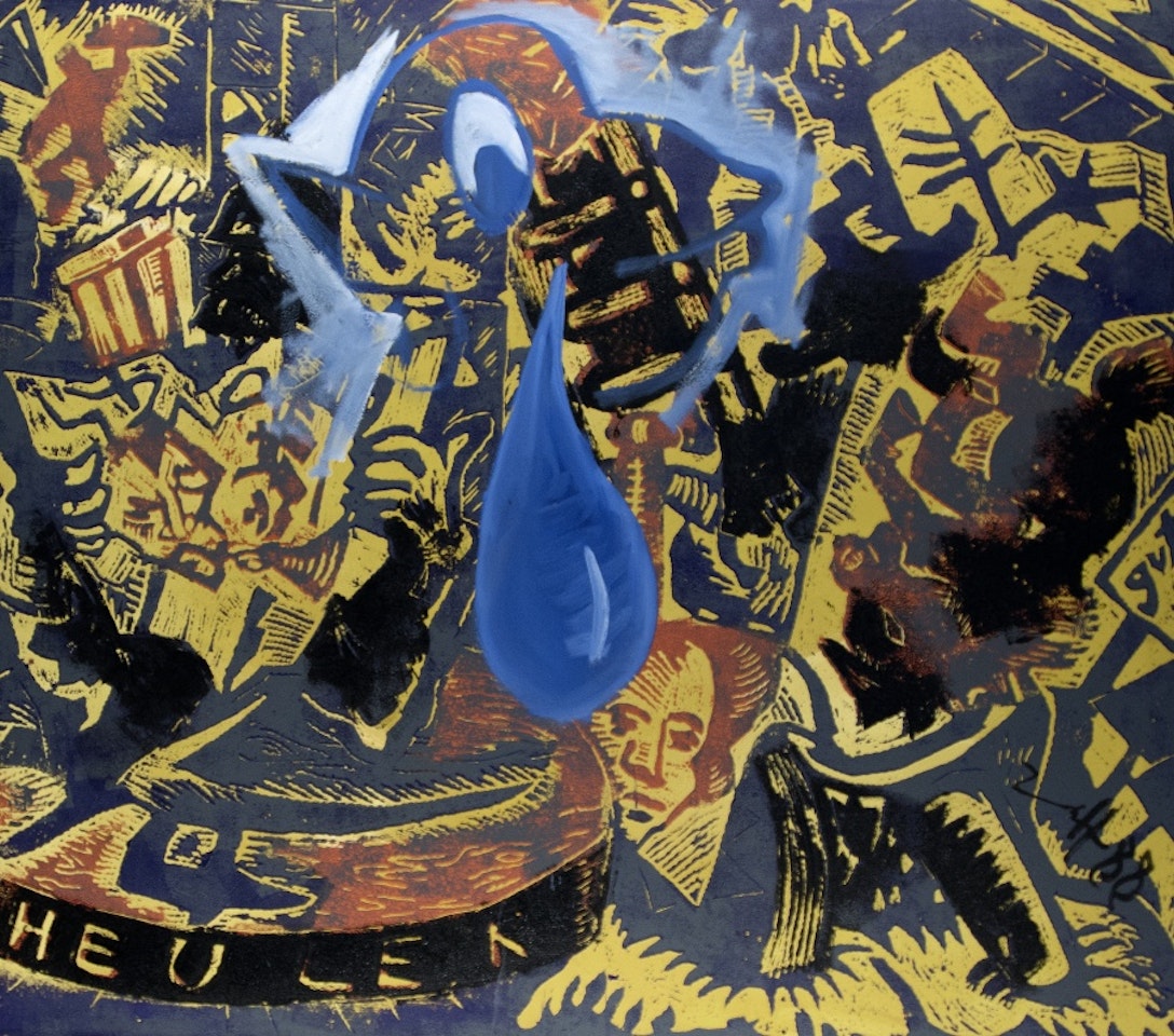 Affe mit Träne auf Heuler by Jörg Immendorff