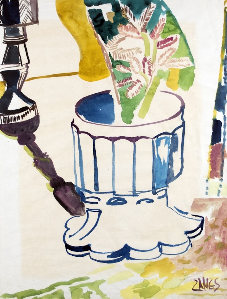 Still life (Bohemian glass with plant) by Herbert Zangs