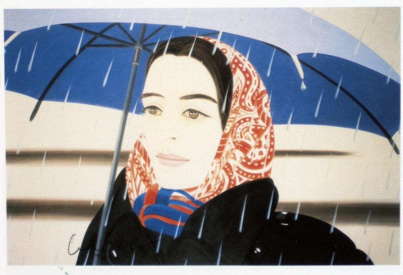 Postcard based on the graphic "Blue Umbrella by Alex Katz