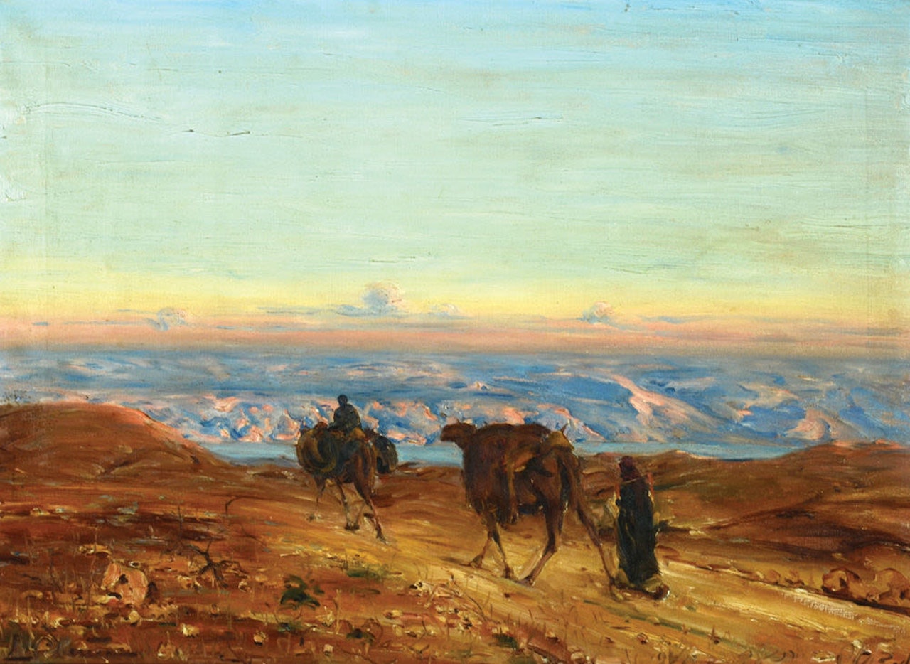 Dead Sea Landscape with Camels by Ludwig Blum