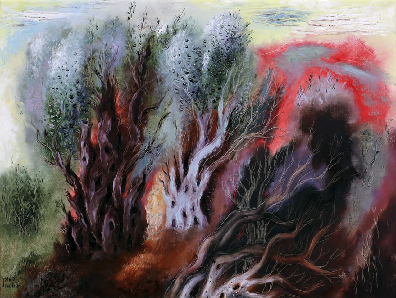 Oliviers en flame by Reuven Rubin