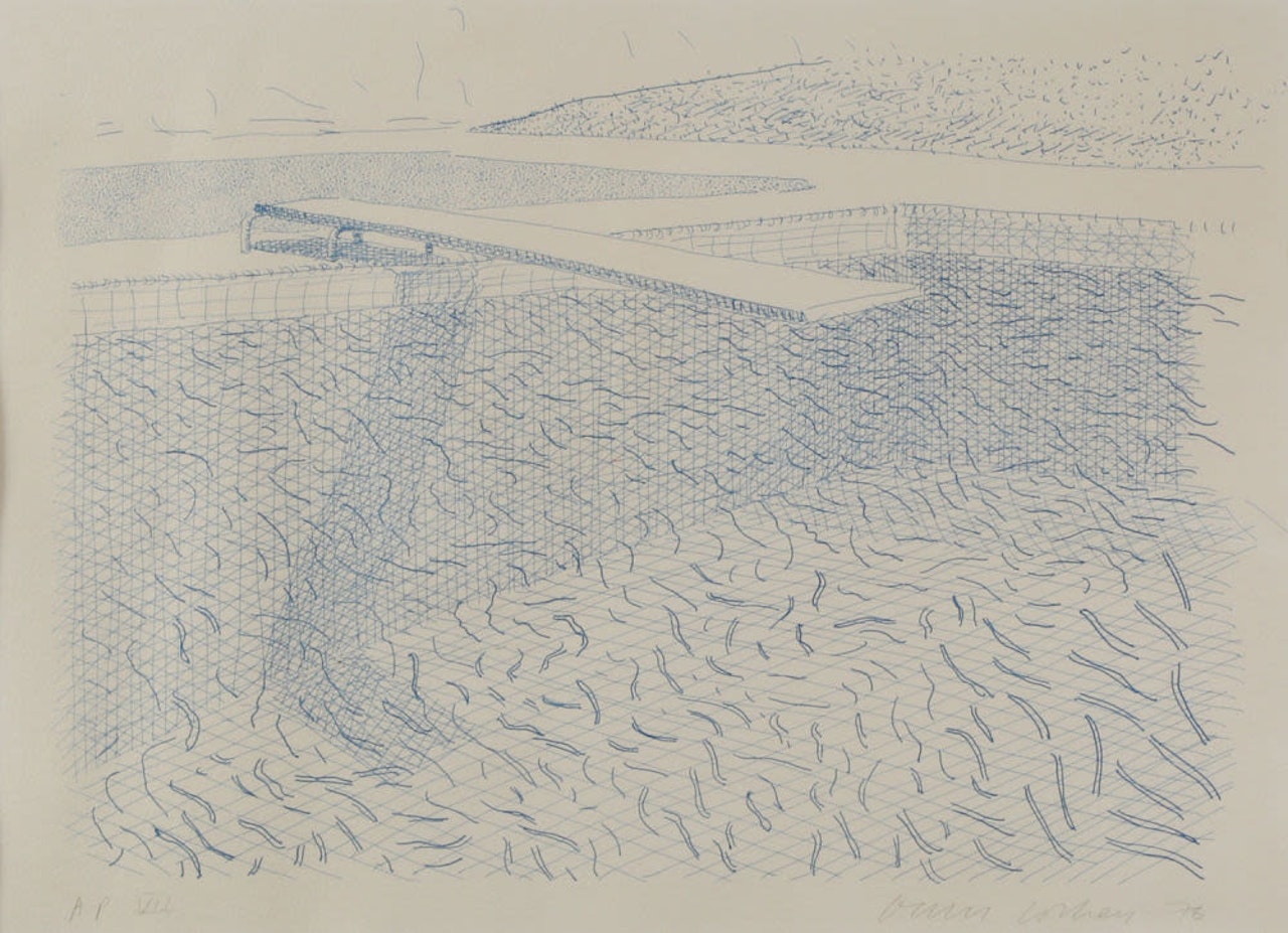 Lithographic Water Made Of Lines by David Hockney