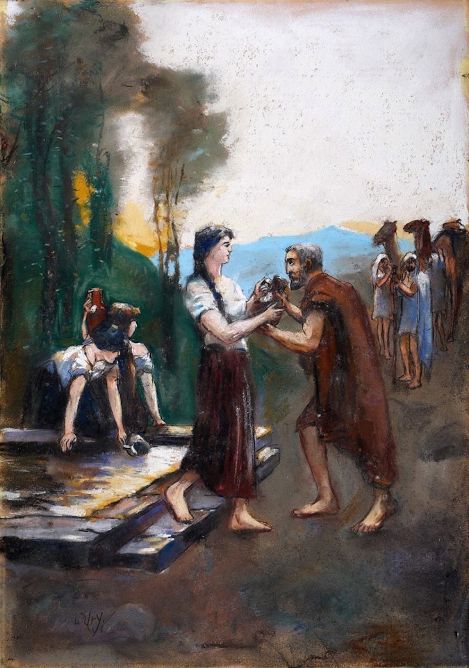 Eliezer and Rebecca at the Well by Lesser Ury