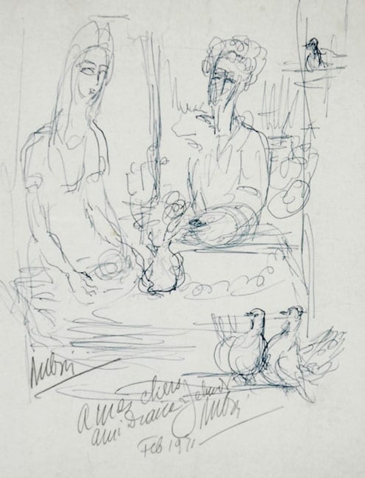 A Self Portrait with a Girl by Reuven Rubin