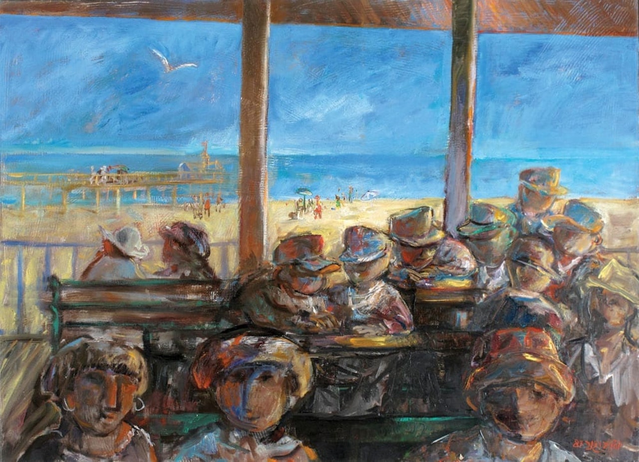 Figures on Brighton Beach by Yosl Bergner