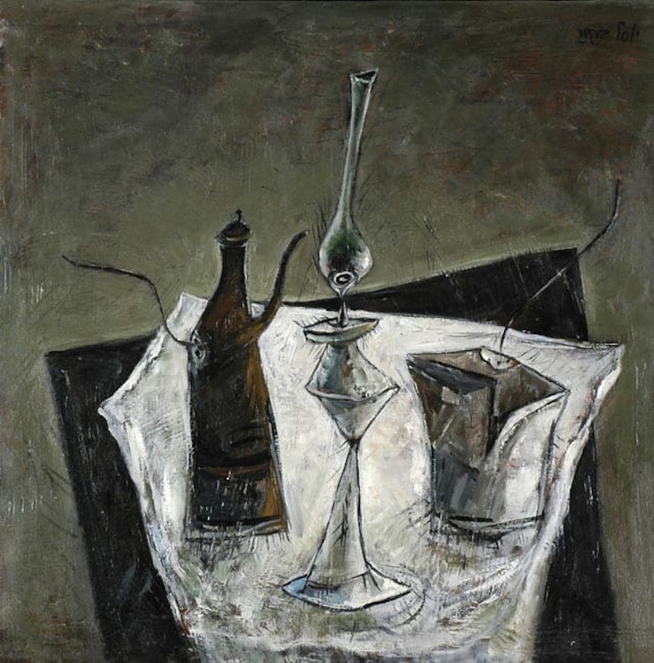 Still Life and Lantern by Yosl Bergner
