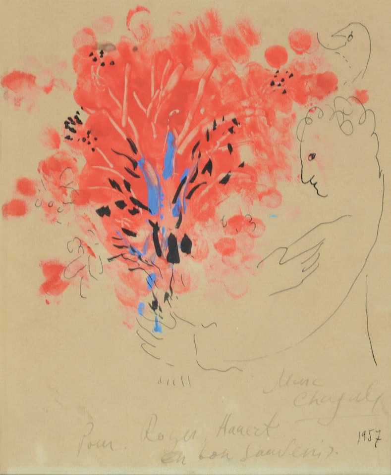 Portrait with Red Flowers by Marc Chagall