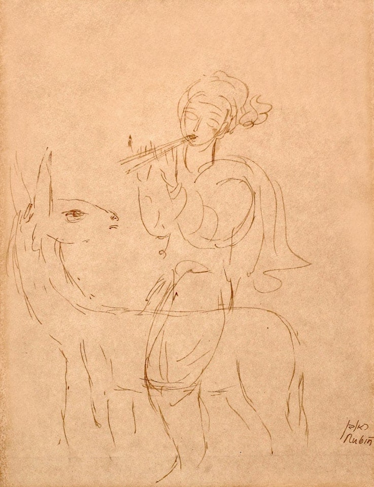 Flute Player on a Donkey by Reuven Rubin