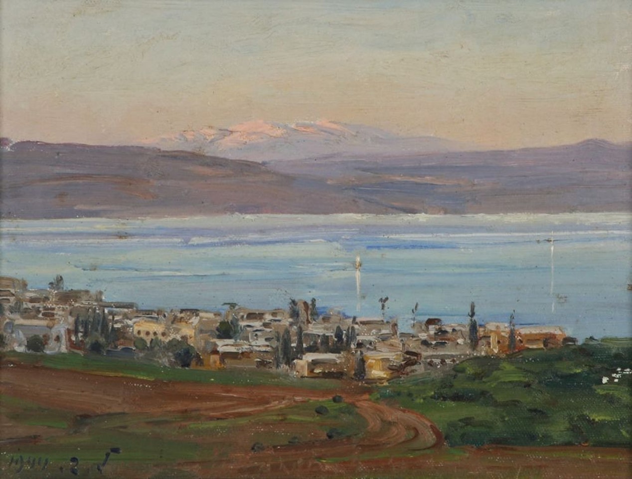 Tiberias Sea of Galilee and the Hermon by Ludwig Blum
