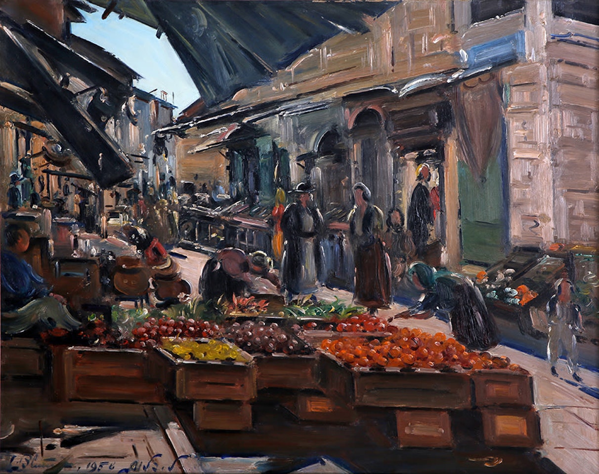 Figures at Mahane Yehuda Market, Jerusalem by Ludwig Blum