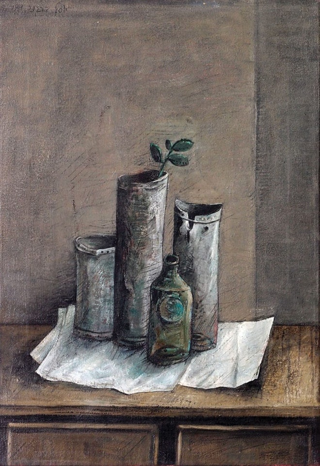 Dishes and a Bottle by Yosl Bergner