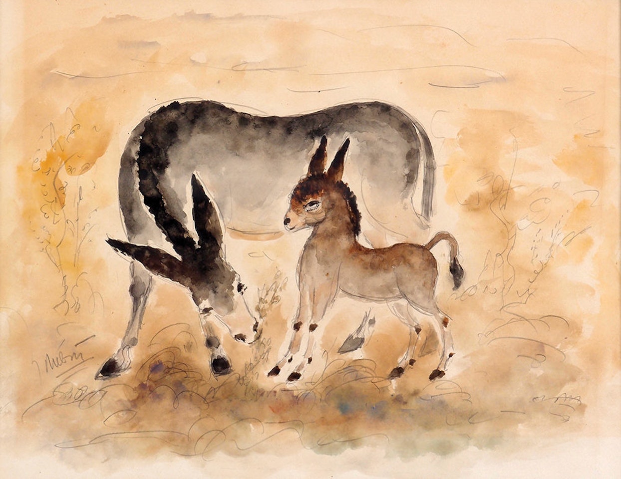 Donkey and Foal by Reuven Rubin