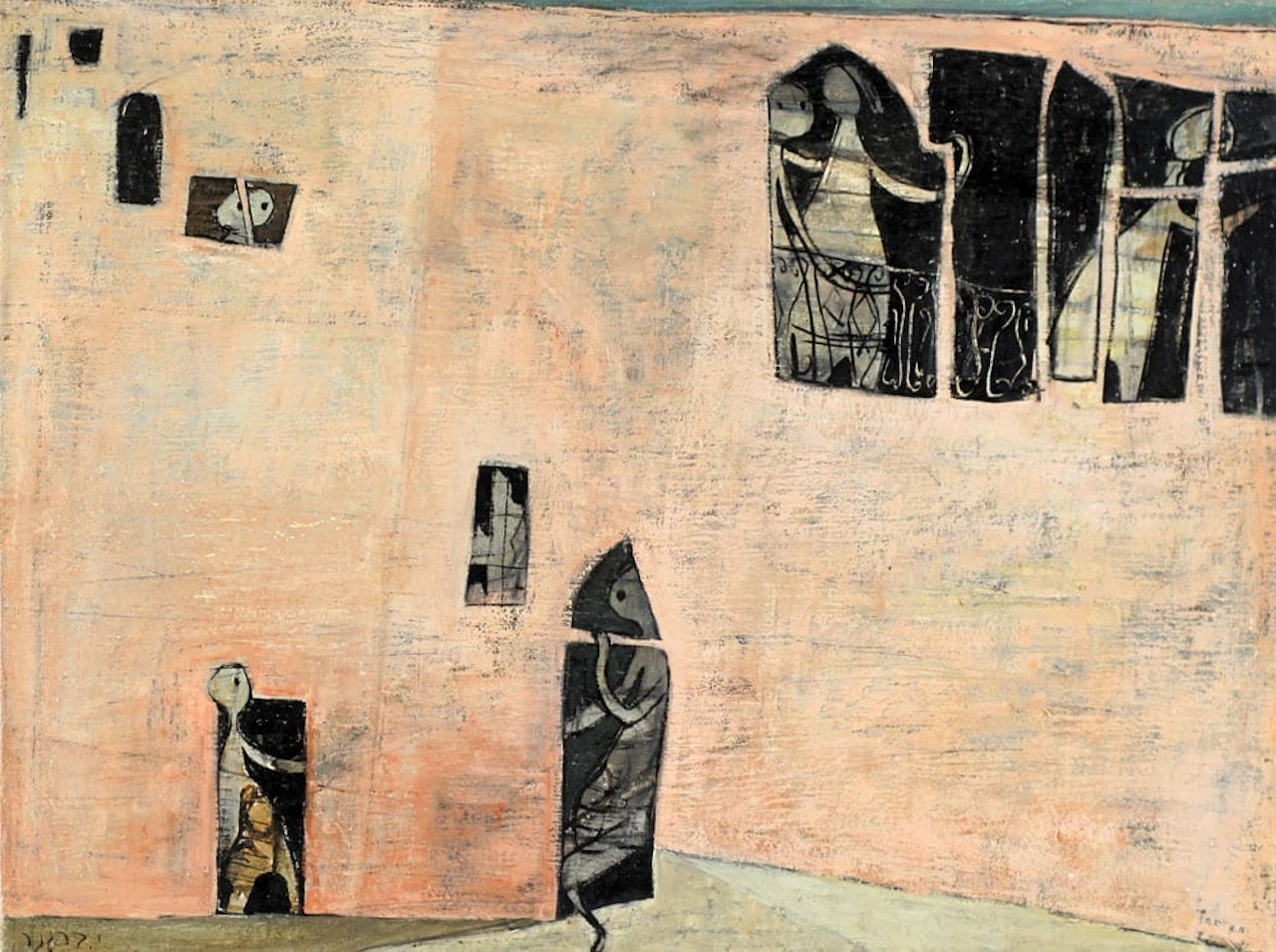 Figures on a Balcony by Yosl Bergner