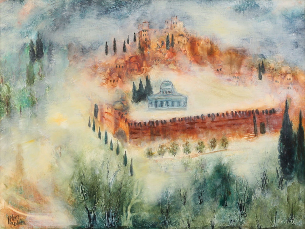 Jerusalem and the Old wall by Reuven Rubin