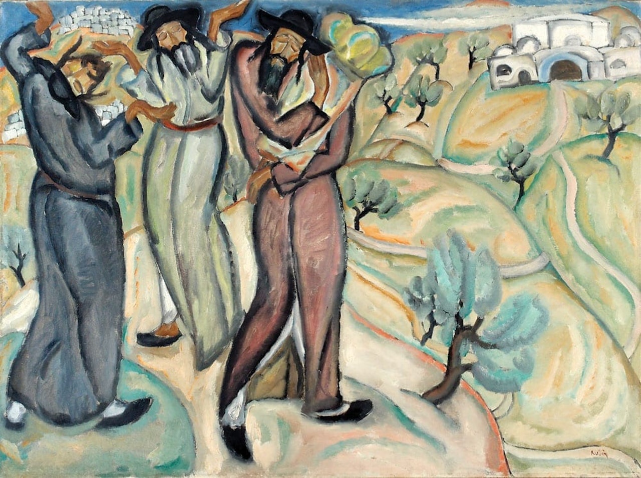 Dancing with the Torah at Mount Meron by Reuven Rubin