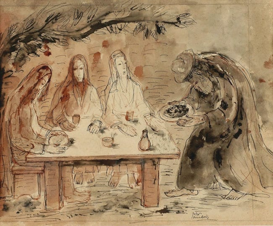 Reuven Rubin Abraham and the Three Angels by Reuven Rubin
