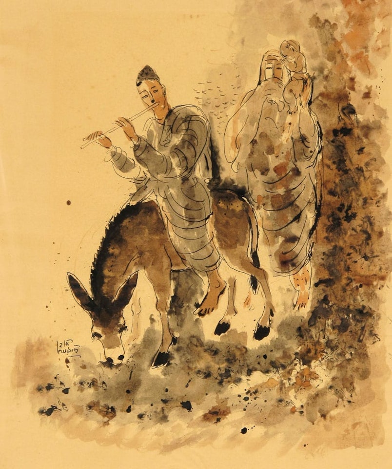 Flautist on a Donkey by Reuven Rubin