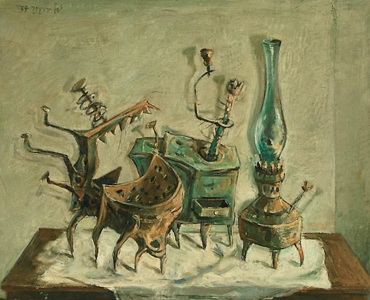 b. Still Life and a Lantern by Yosl Bergner