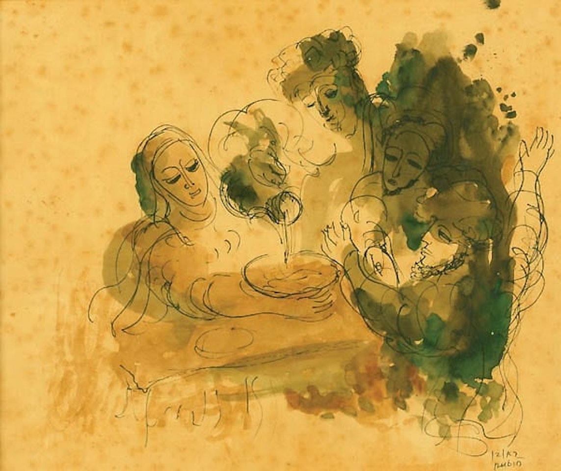 Abraham and the Three Angles by Reuven Rubin