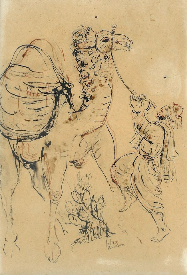 A Camel and his Rider by Reuven Rubin