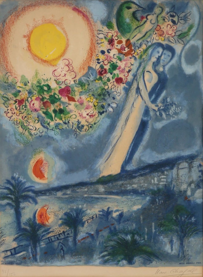 Fiances dans le Ciel de Nice by Marc Chagall