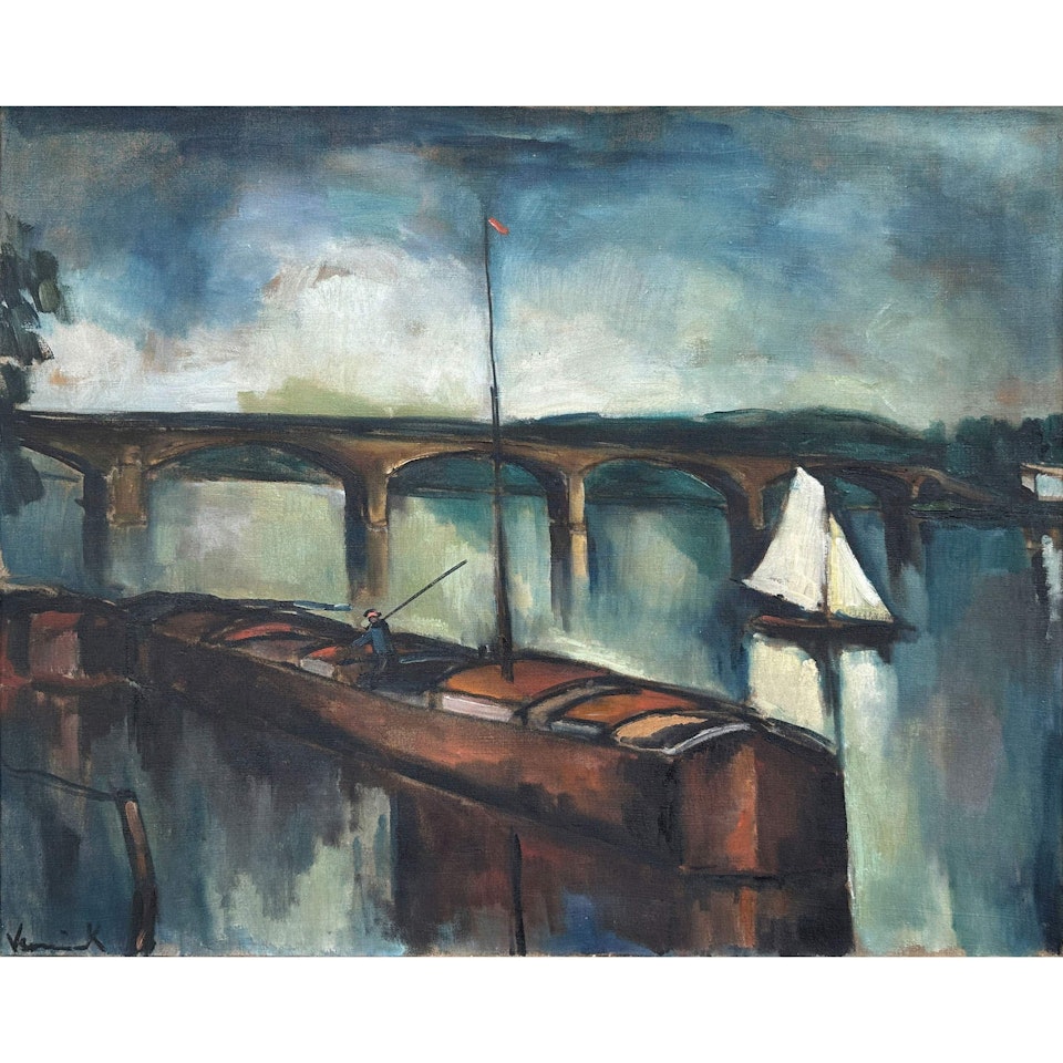 Barge at the dock by Maurice de Vlaminck