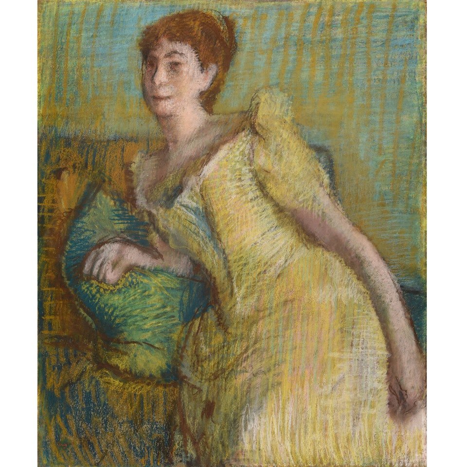 Seated woman, yellow dress (Joséphine Chabot) by Edgar Degas