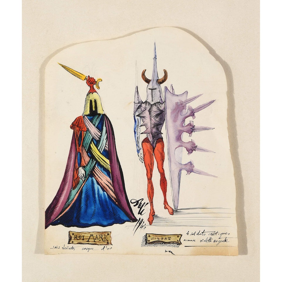 “King Mark” and “Soldier”, costume project for the ballet “Tristan fou” by Salvador Dali