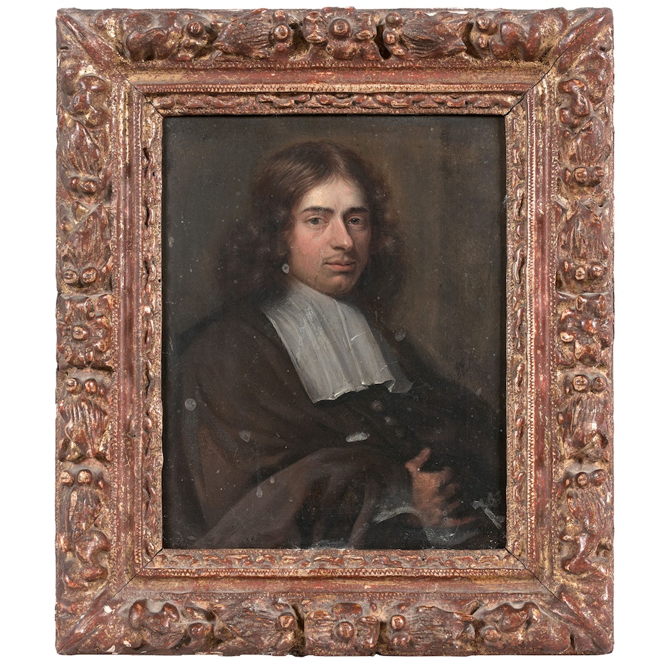 Portrait of a man in a gray coat by French School