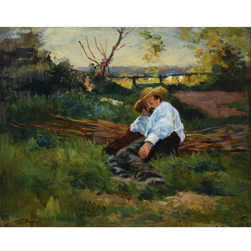 Presumed portrait of Paul Cézanne in the Aix countryside by Armand Guillaumin