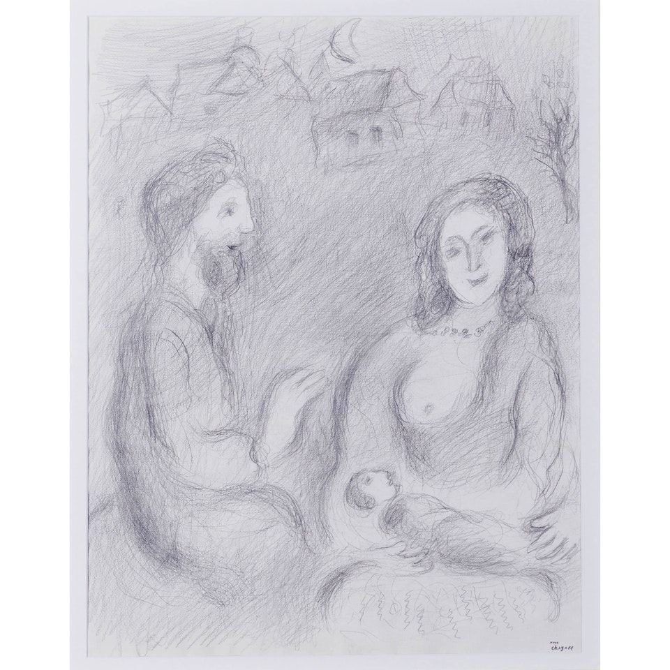 The family in the village by Marc Chagall