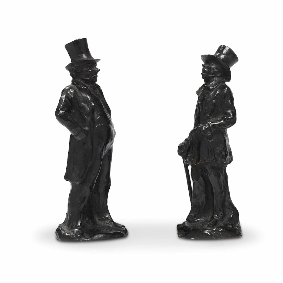 SET OF 24 PIECES; Painting lovers visiting the Drouot hotel by Honoré Daumier
