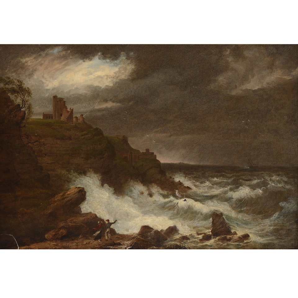 Storm near the Scarborough coast by English School