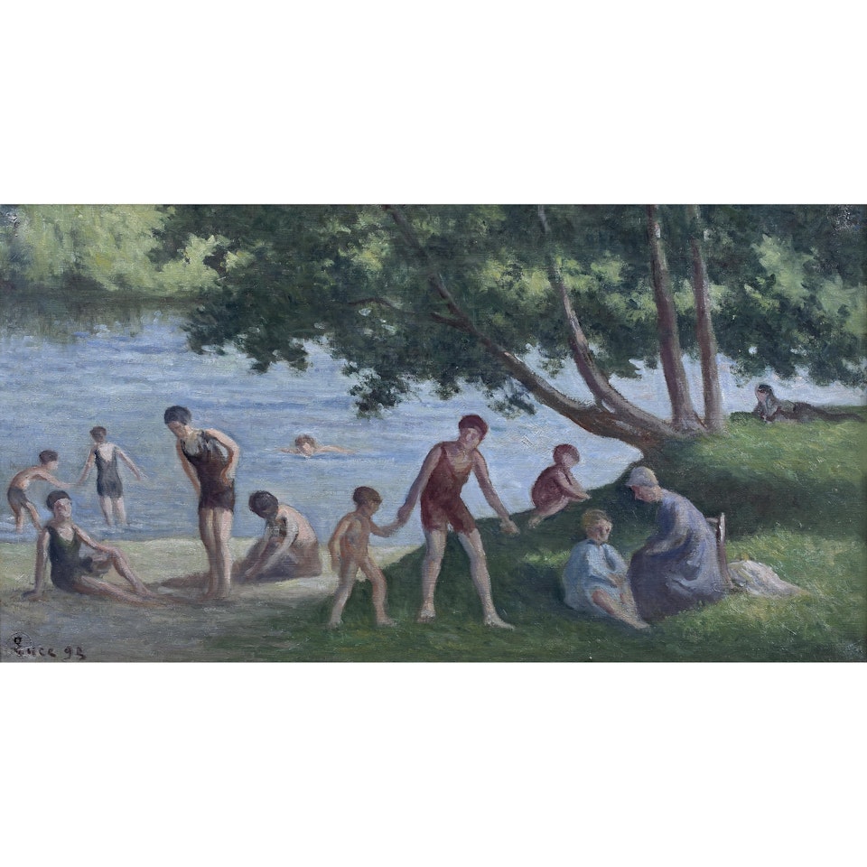 Méricourt, the beach by Maximilien Luce