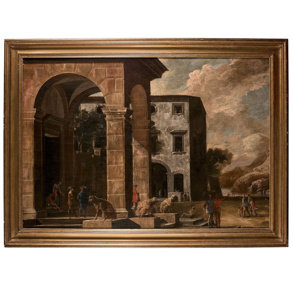 Country villa with figures under a portico by Viviano Codazzi