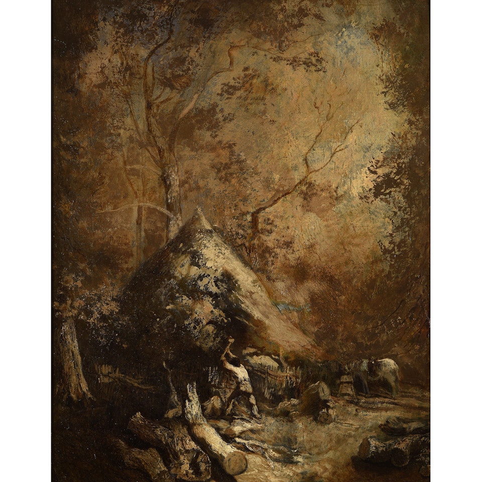 Lumberjack in the forest of Fontainebleau by Félix Ziem