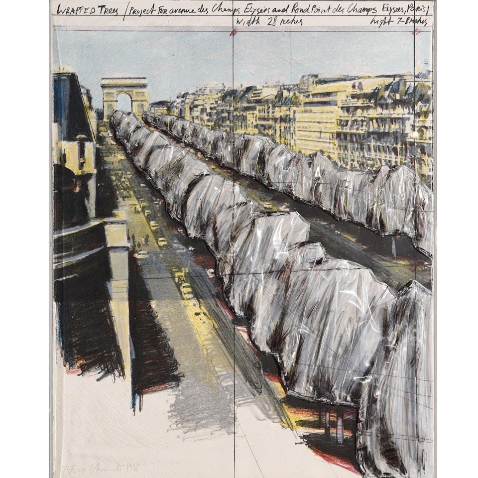 Wrapped Trees, Project for the Avenue des Champs-Elysées, Paris by Christo