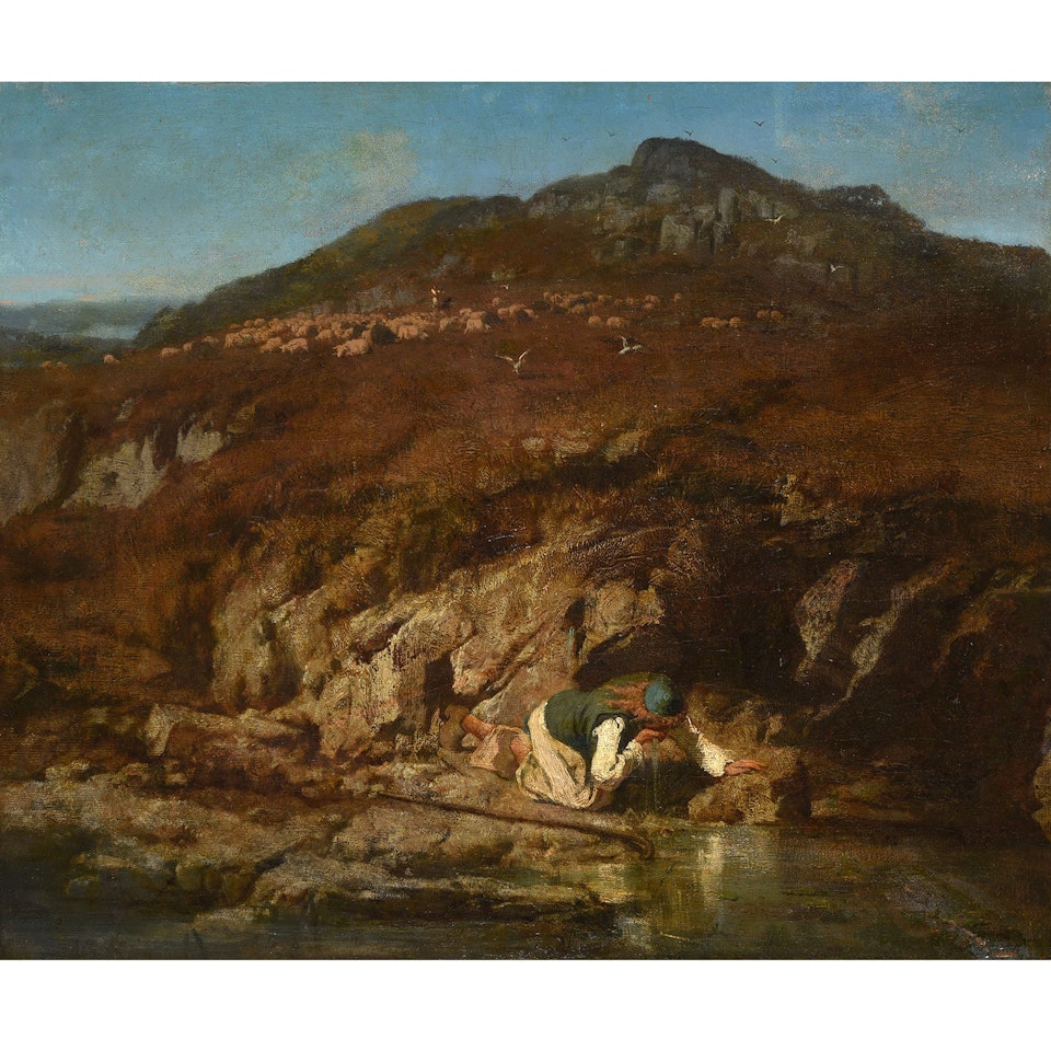 The oriental shepherd drinking by Eugene Fromentin