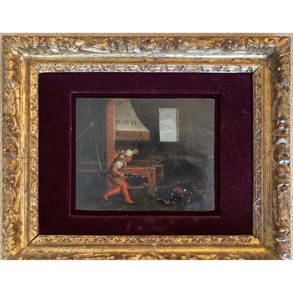 Blacksmith interior by Flemish School