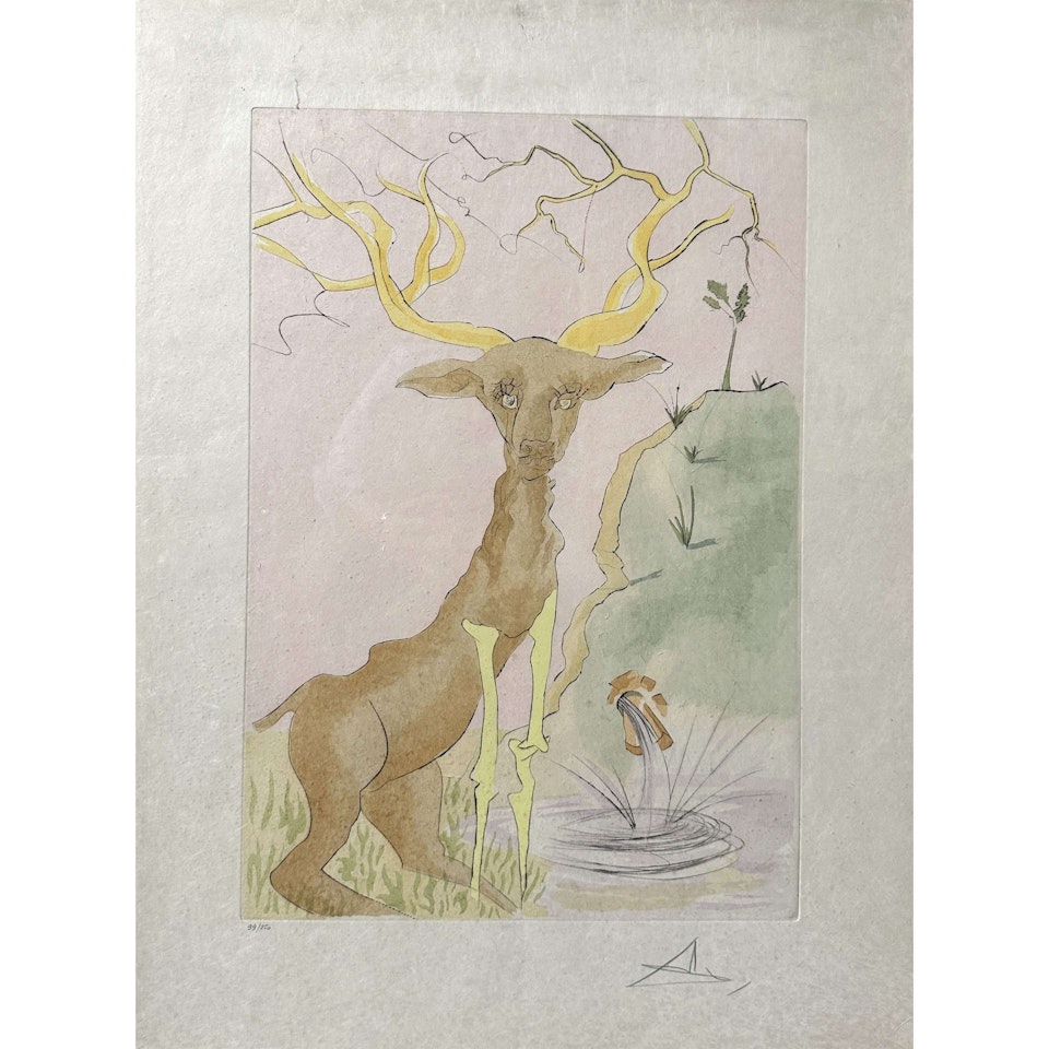 Le Cerf se voyant dans L"eau, « Le Bestiaire de La Fontaine Dalinisé » by Salvador Dali