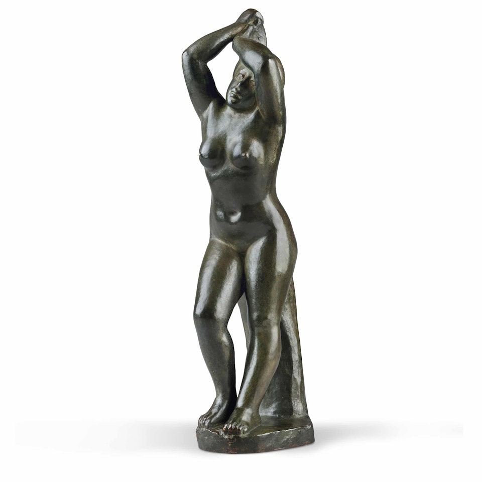 Woman with both hands on her hair, (Bather doing her hair) by Aristide Maillol