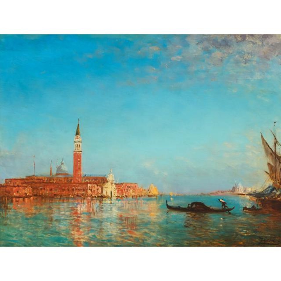 GONDOLE DEVANT SAN GIORGIO, VENISE by Félix Ziem