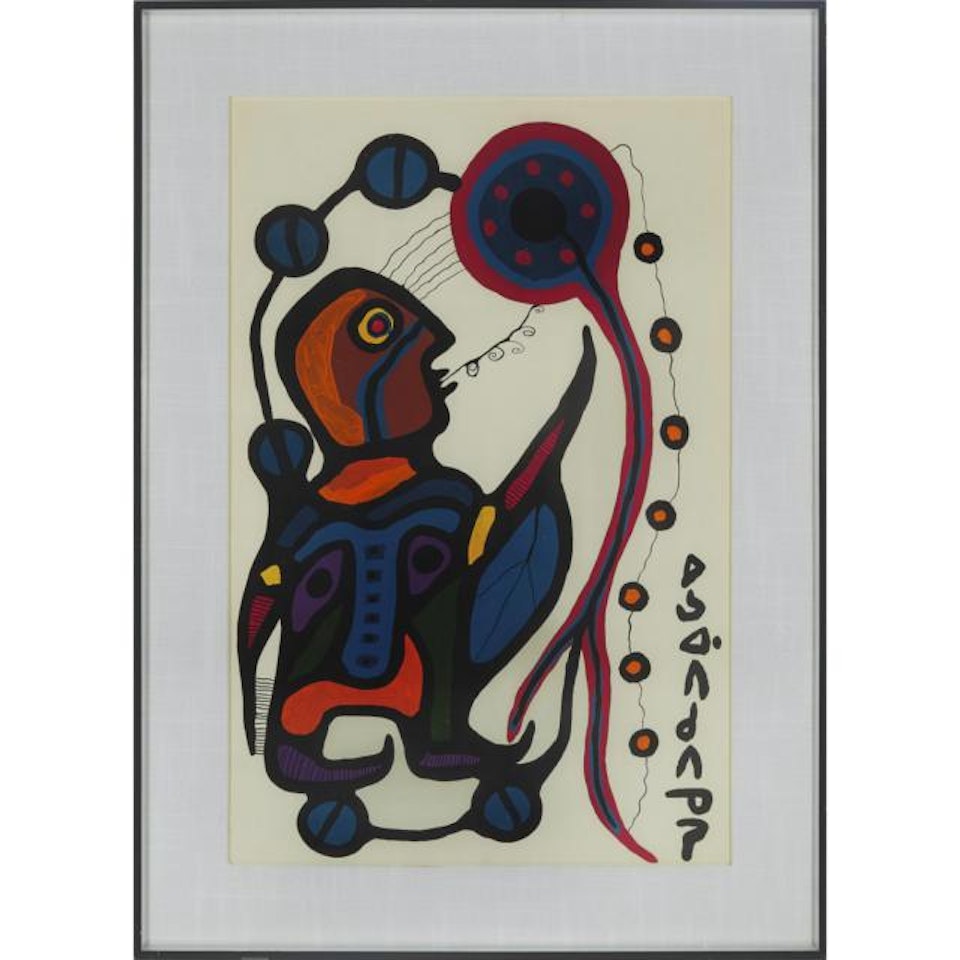 SHAMAN, THE OJIBWAY, RECEIVES THE SACRED FIRE FROM THE 3RD HEAVEN by Norval Morrisseau
