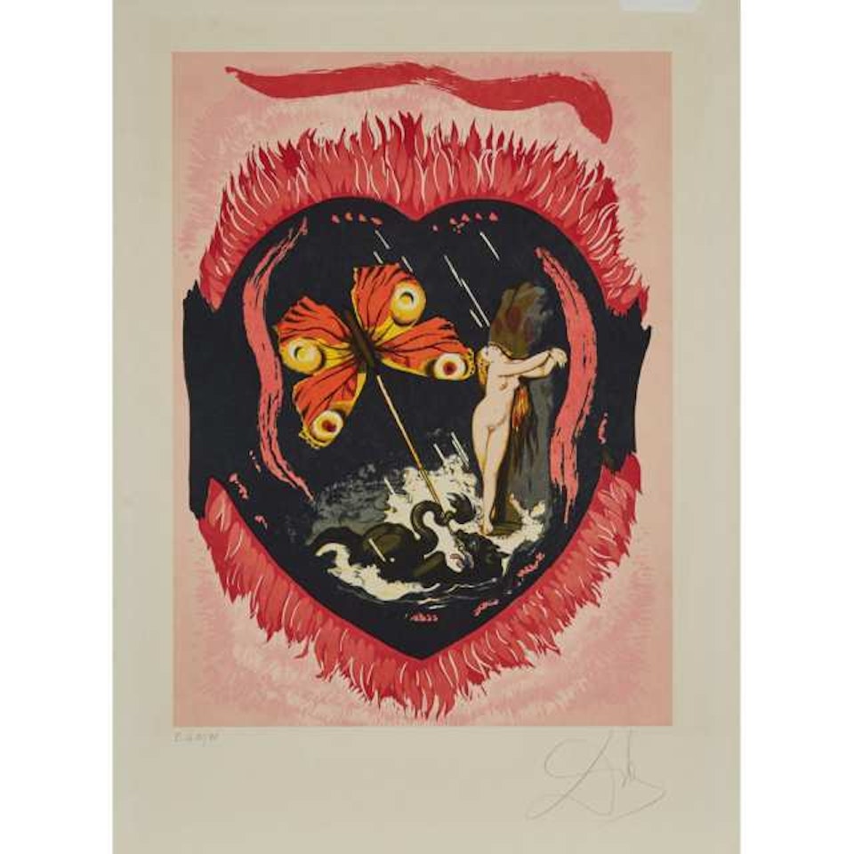 LE TRIOMPHE [3 OF SWORDS] (FROM TRIOMPHE DE L"AMOUR) by Salvador Dali