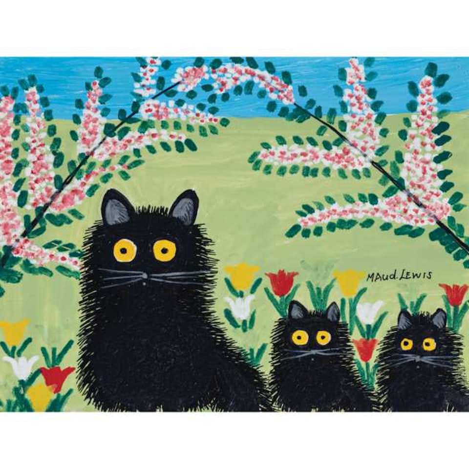 THREE BLACK CATS by Maud Lewis