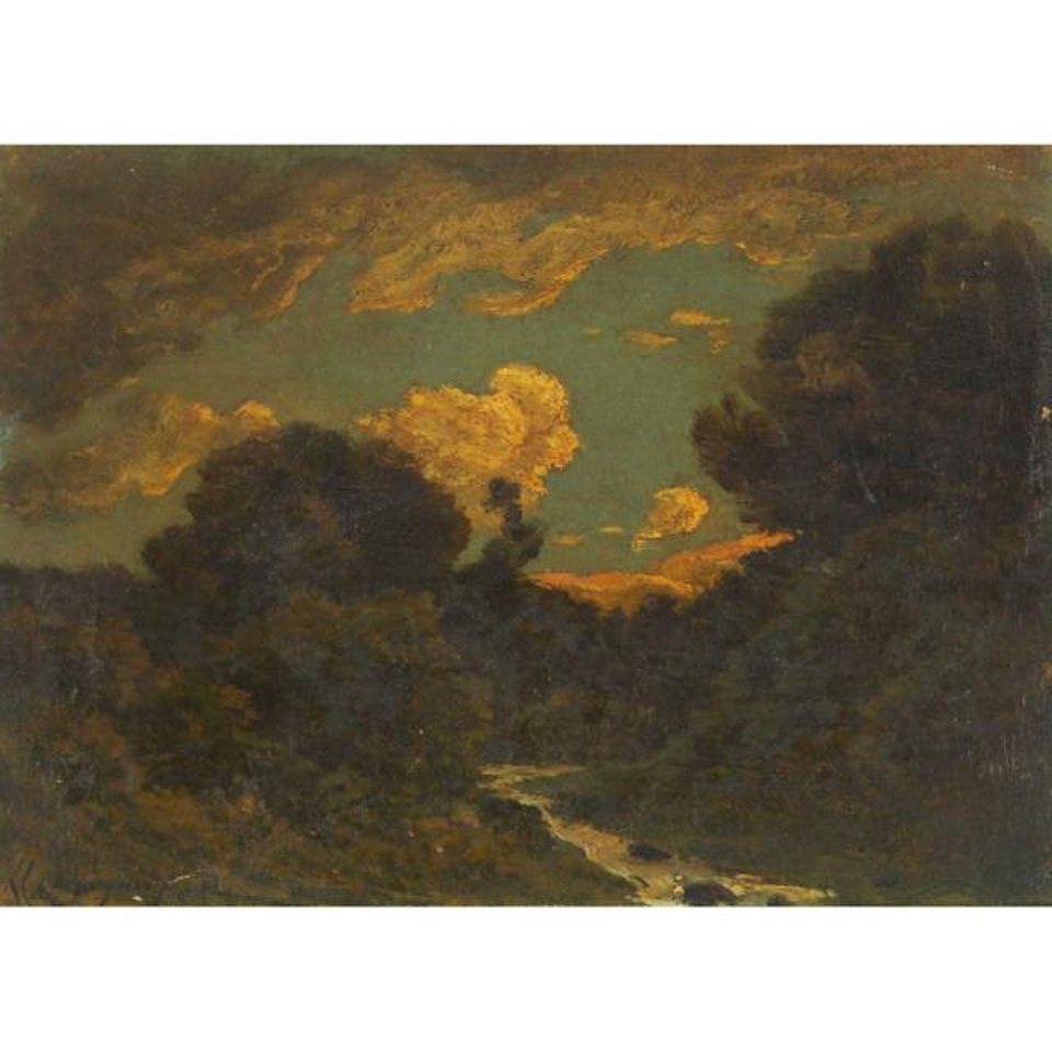 RAPIDS AT THE RIVER BEND by Henri Harpignies
