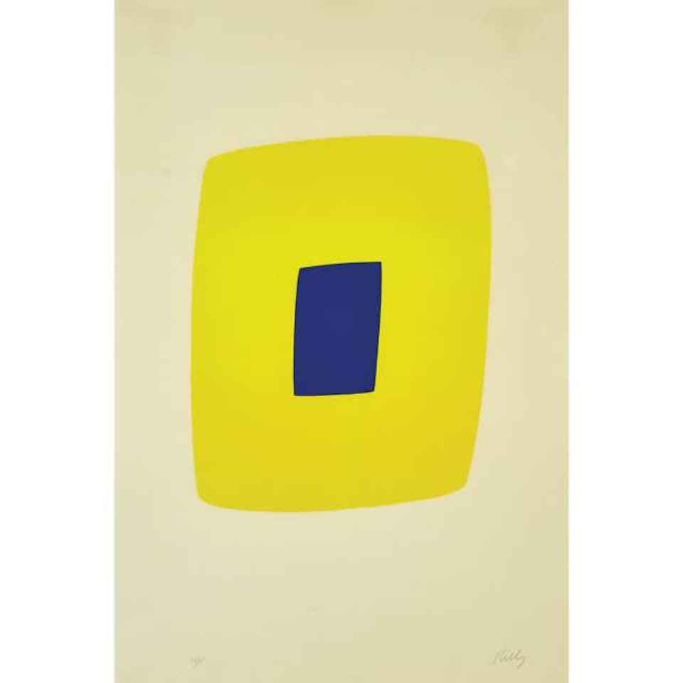 YELLOW WITH DARK BLUE (JUAN AVEC BLEU FONCE) (FROM THE SUITE OF TWENTY-SEVEN COLOR LITHOGRAPHS); [AXSOM, 15] by Ellsworth Kelly