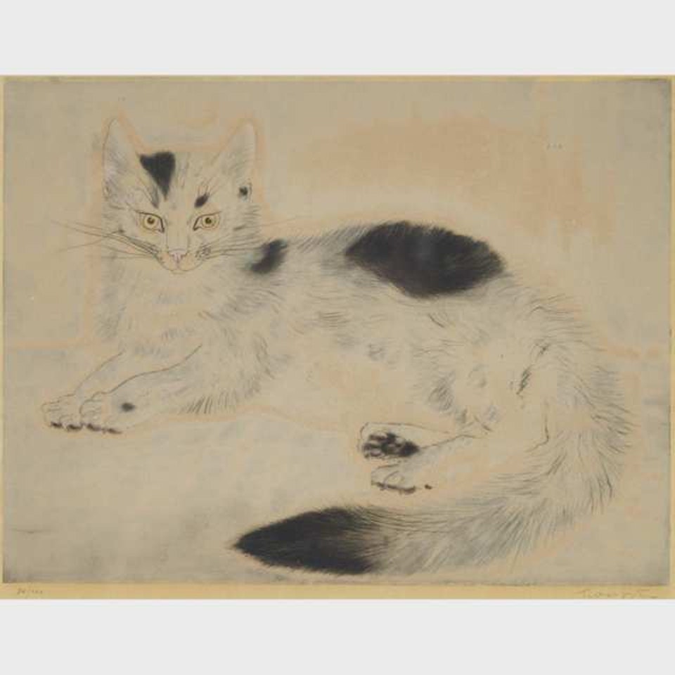 CHAT COUCHÉ (FROM LES CHATS) by Leonard Tsuguharu Foujita