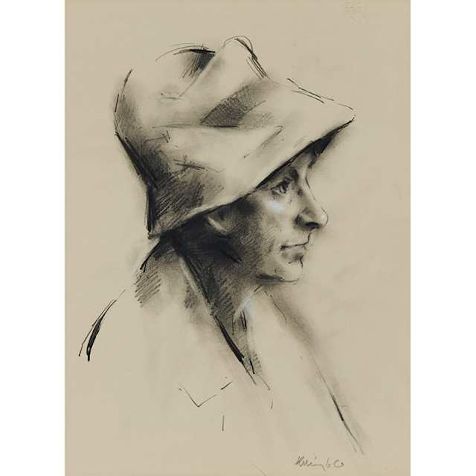 MRS WESTWELL WEARING A HAT; A MINE SHAFT WITH FIGURES, CHRISTMAS by Harold Riley