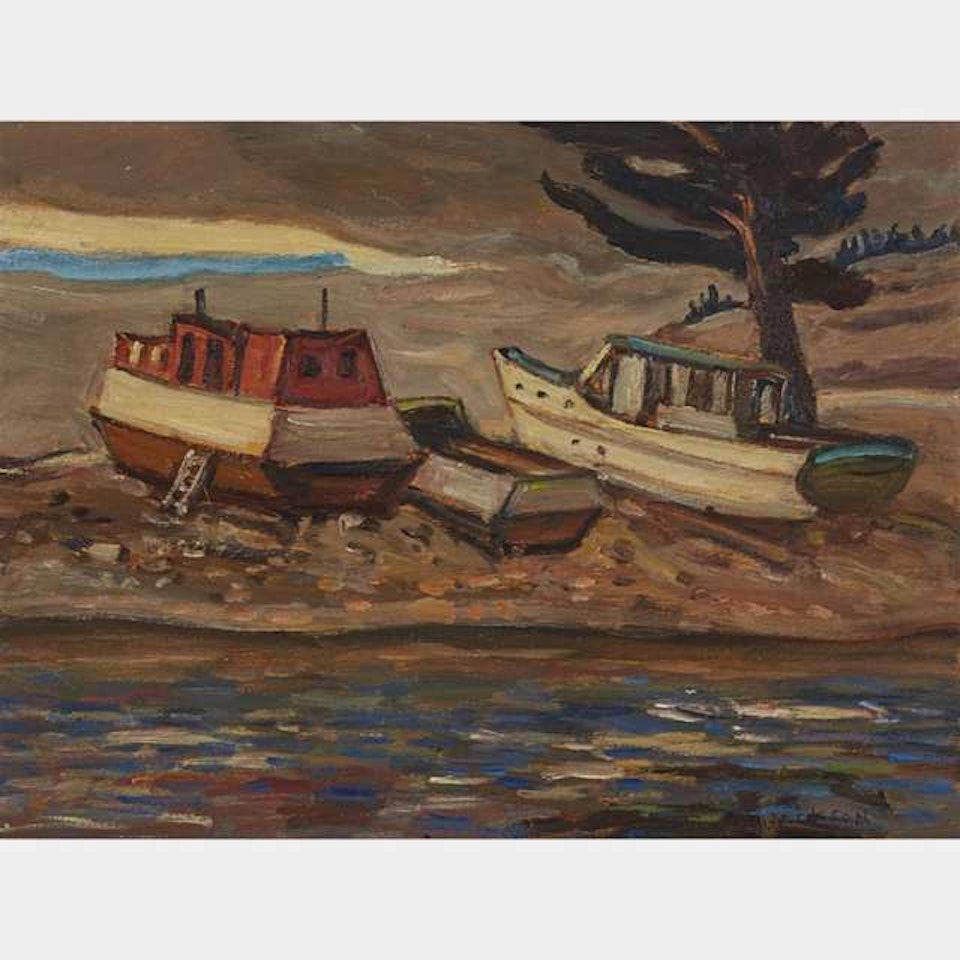 BOATS AT MONTREAL RIVER, LAKE SUPERIOR by Alexander Young Jackson